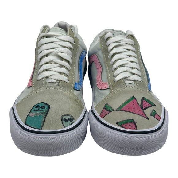 Custom Hand Painted Vans Old Skool Watermelon Sneakers US Men's 7.5 Women's 9 - Picture 4 of 16